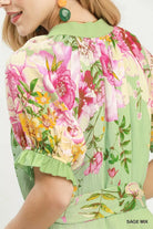 Umgee Mix Floral Border Print Midi Dress