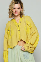 POL Yellow Raw Hem Cropped Hooded Jacket Yellow