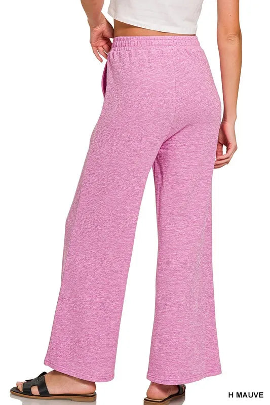 Zenana Heather Mauve Cotton Slub Tank & Pants Set