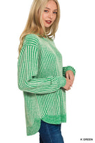 Zenana Light Mocha Curved Hem Two-Tone Ribbed Sweater