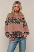Haptics Taupe & Olive Soft Camo/Leopard Knit Top