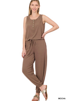 Zenana Relaxing Weekend Jumpsuit in Mocha MemorialDay24