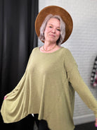 Heyson Oversized Ribbed Sharkbite Hem Top Ruby Idol Apparel