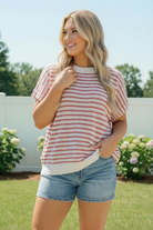 Haptics Breezy Stripe Knit Top in Ivory and Red