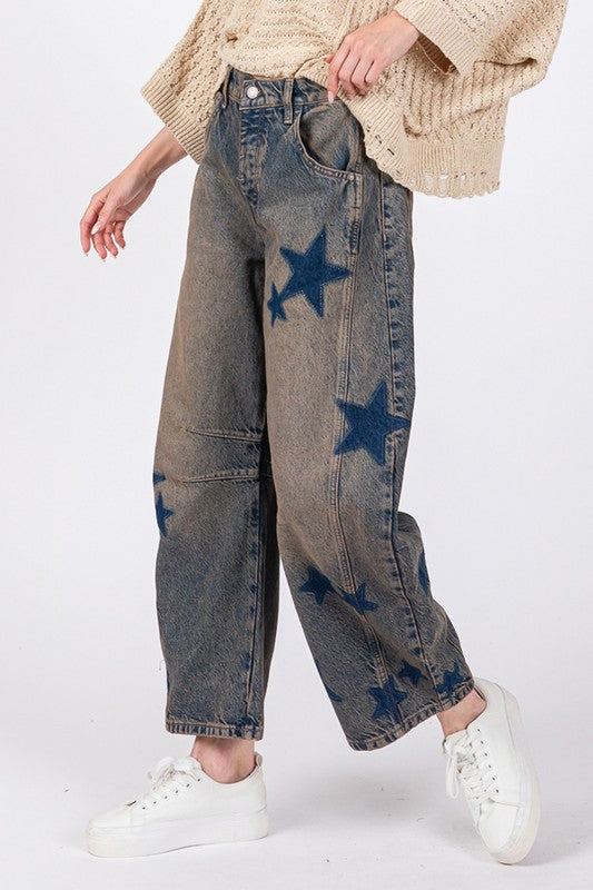 SAGE + FIG Star Wide Leg Jeans with Pockets Jeans