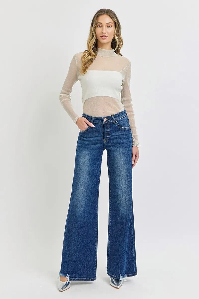 RISEN Mid Rise Wide Jeans