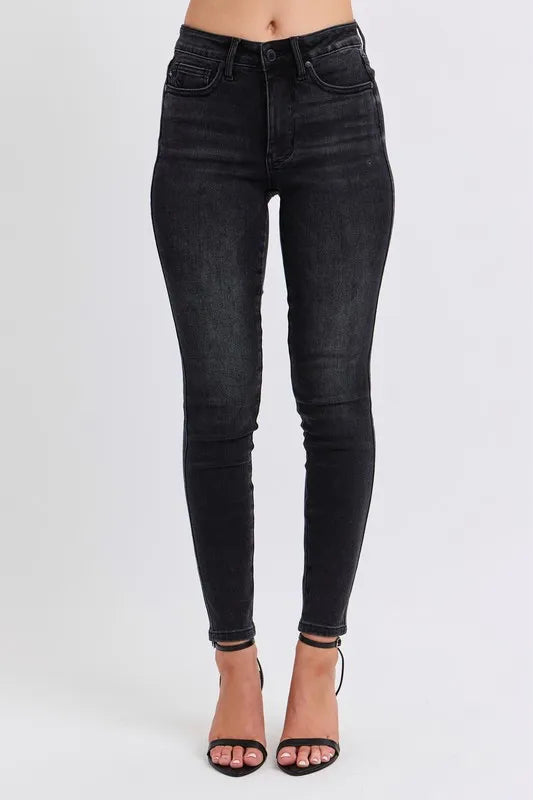 Judy Blue Black Mid Rise Tummy Control Skinny Jeans