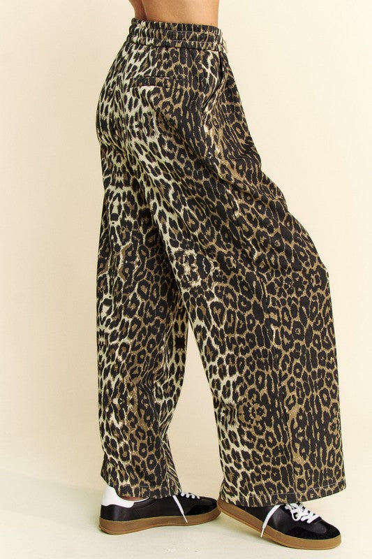 Davi & Dani Leopard Wide Leg Pants Pants