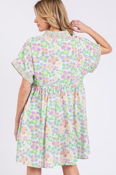 SAGE+FIG Floral Babydoll Short Sleeves Dress