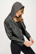 Coalition LA Bronze Snap Down Cropped Hooded Jacket Trendsi