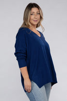 Zenana Plus Garment Dyed Front Seam Sweater ZENANA