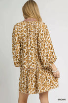 Umgee Brown Leopard Print Tiered Mini Dress