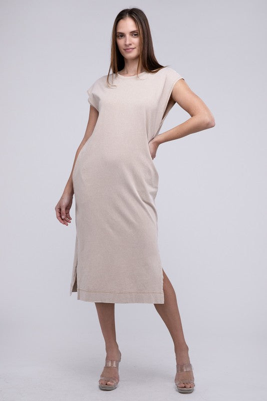 Hyfve Casual Comfy Sleeveless Midi Dress TAN HYFVE