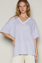 POL Lilac V-Neck Half Sleeve T-Shirt