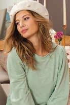 BiBi Sage Slub Terry Puff Shoulder Sweatshirt