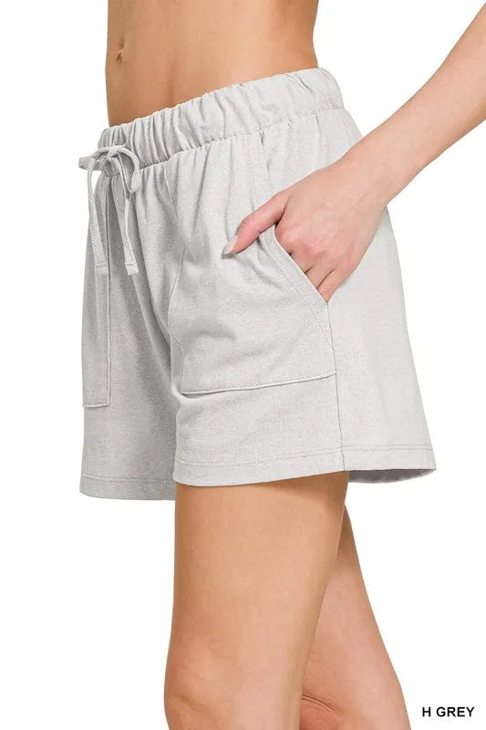 Zenana Heather Grey Premium Cotton Top & Shorts Set