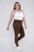 Zenana Plus Size Mineral Wash Yoga Leggings ZENANA