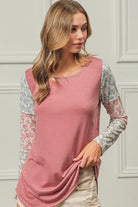 BiBi Mauve French Terry with Paisley Triblend Color Block
