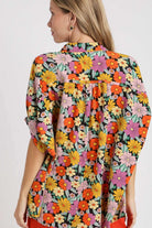 Umgee Full Size Flower Print Boxy Cut Button Down Shirt Plus Size