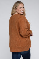 Zenana Plus Size Brushed Melange Drop Shoulder Sweater ZENANA