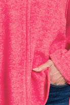 Zenana Brushed Hacci Exposed Seam Hi Low Sweater