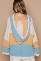 POL Blue & Mustard Color Block Long Sleeve Hooded Sweater Trendsi