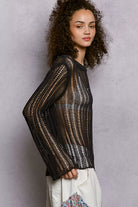 POL Openwork Round Neck Knit Cover Up