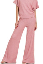 Zenana Light Rose Sweater Mock Neck Top & Long Pants Set