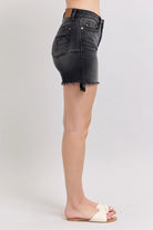 Judy Blue Long Cut Off 2 Button Dad Denim Shorts