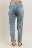 Judy Blue High Waisted Vintage Wash Double Roll Cuff Boyfriend Jeans