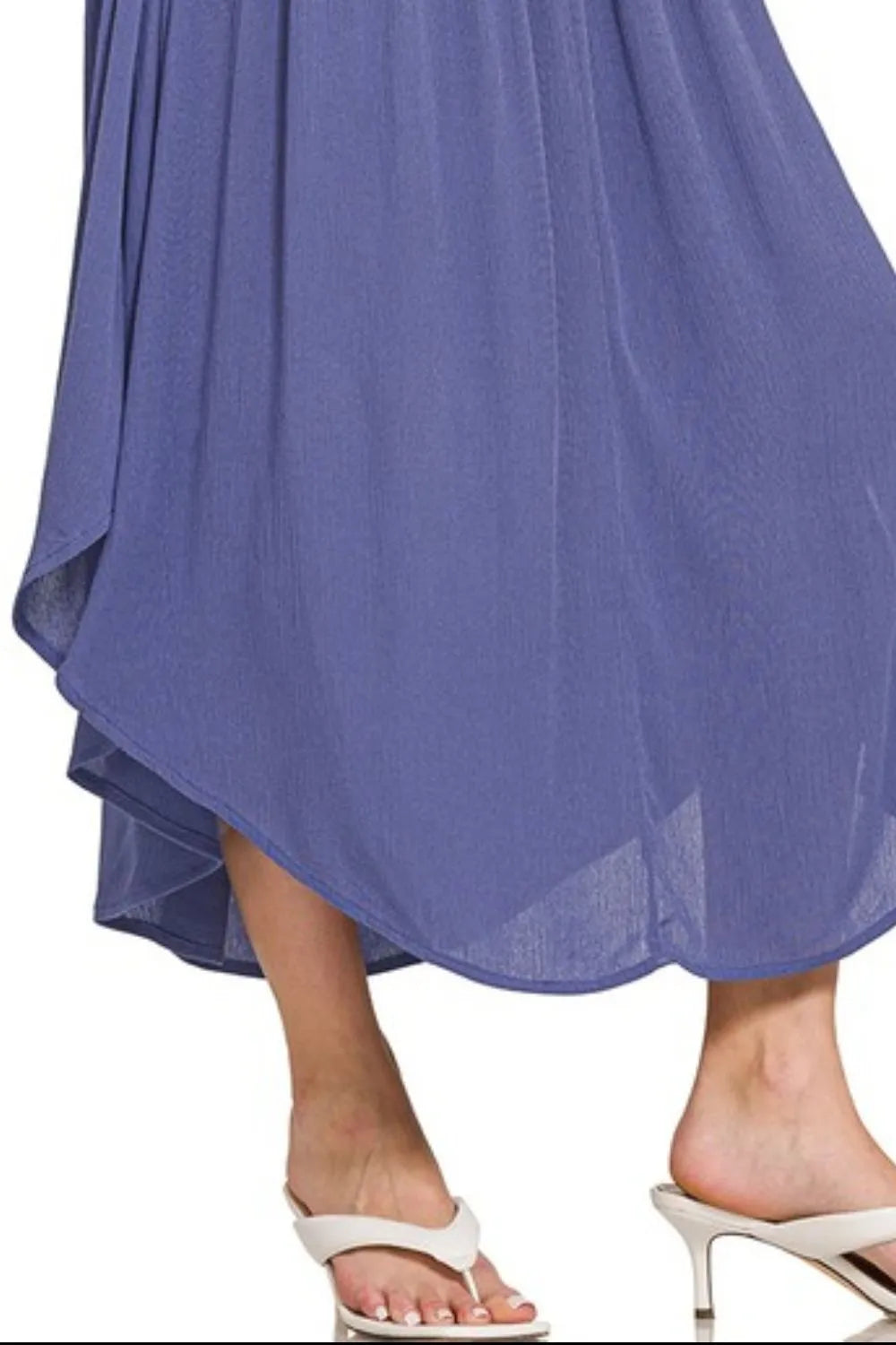 Zenana Sand Beige Woven Crinkle Smocked Waist Maxi Skirt W Pockets