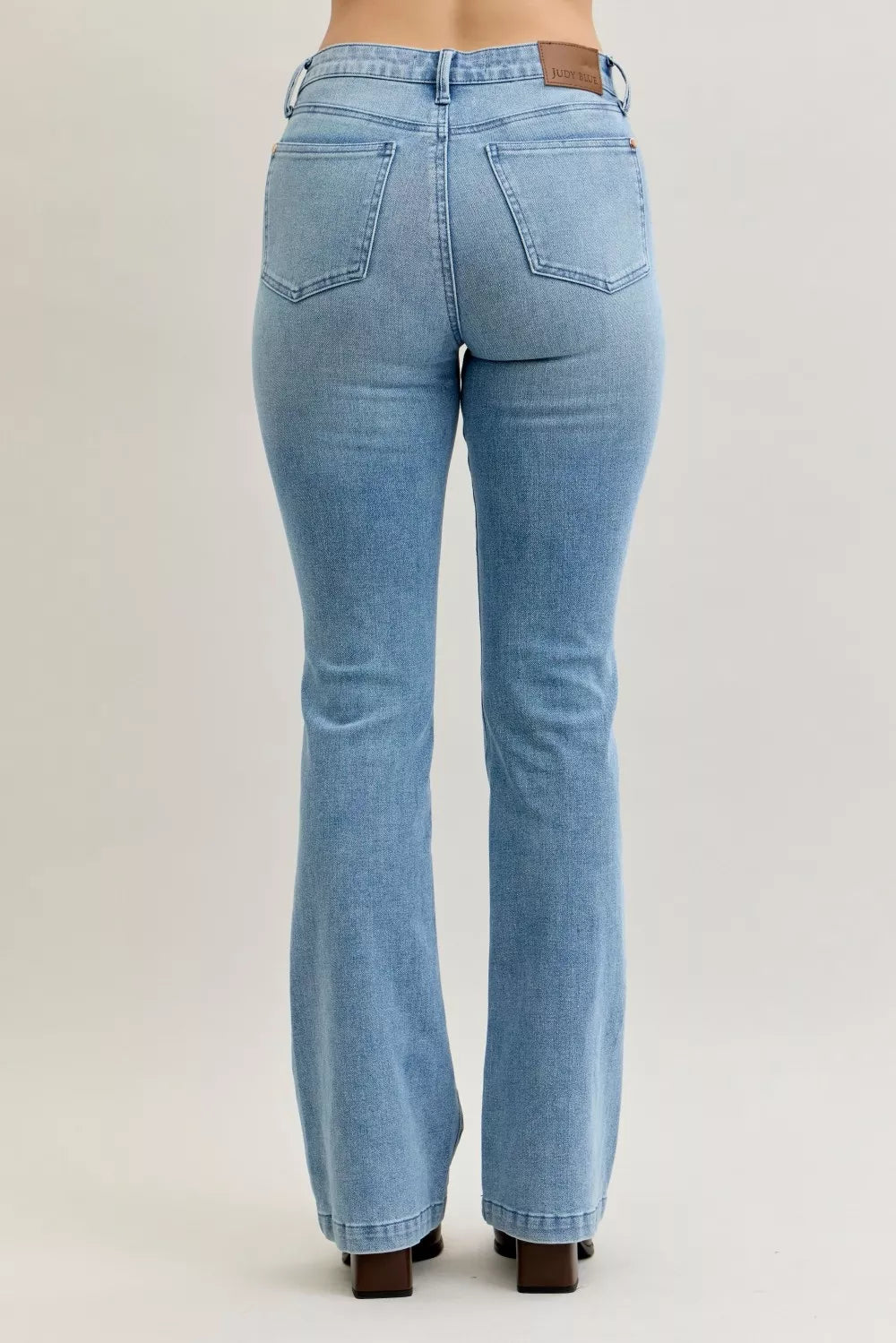 Judy Blue Medium Washed Mid Rise Bootcut Jeans with Contrast Wash & Front Patch Pockets