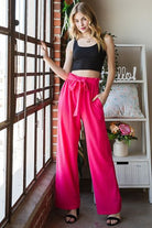 Heimish Watermelon Pink Front Tie Pants with Paperbag Waistband