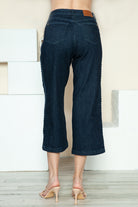 Judy Blue Dark Washed Side Seam Braid Detail Crop Wide Leg Jeans Jeans