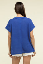 Zenana Brushed Waffle Exposed-Seam Short Sleeve Top Shirts & Tops