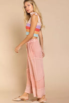 POL Dreamy Rose Elastic Waistband Wide Leg Pants with Drawstring