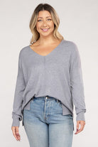 Zenana Plus Garment Dyed Front Seam Sweater ZENANA