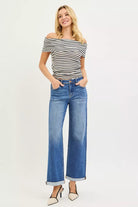 RISEN Full Size High Rise Relaxed Fit Ankle Straight Cuff Jeans Plus Size