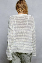 Stripe Off White Pattern V-Neck Long Sleeve Knit Top