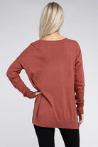 Zenana Garment Dyed Front Seam Side Slit Sweater ZENANA