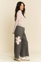 Davi & Dani Pink Ribbon Bow Lace Hem Long Sleeve Mesh Layering Top