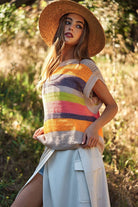 Davi & Dani Crochet Multi Striped Pullover Knit Sweater Vest Davi & Dani