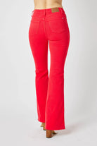Judy Blue Red High Waisted Tummy Control Garment Dyed Flare Jeans