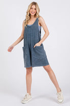 Mittoshop Navy Low Scoop Neck Tank Washed French Terry Romper