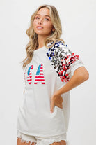 BiBi American Flag USA Theme Sequin Top