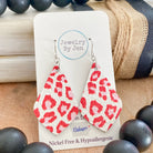 Elegant Teardrop: Pink & Red Cheetah Earrings Ruby Idol Apparel