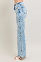 Judy Blue High Waisted Mineral Wash Distressed 90's Straight Jeans
