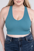 Zenana Plus Ribbed Cropped Racerback Tank Top DUSTY TEAL ZENANA