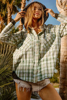 BiBi Green Casual Check Shirt with Hood