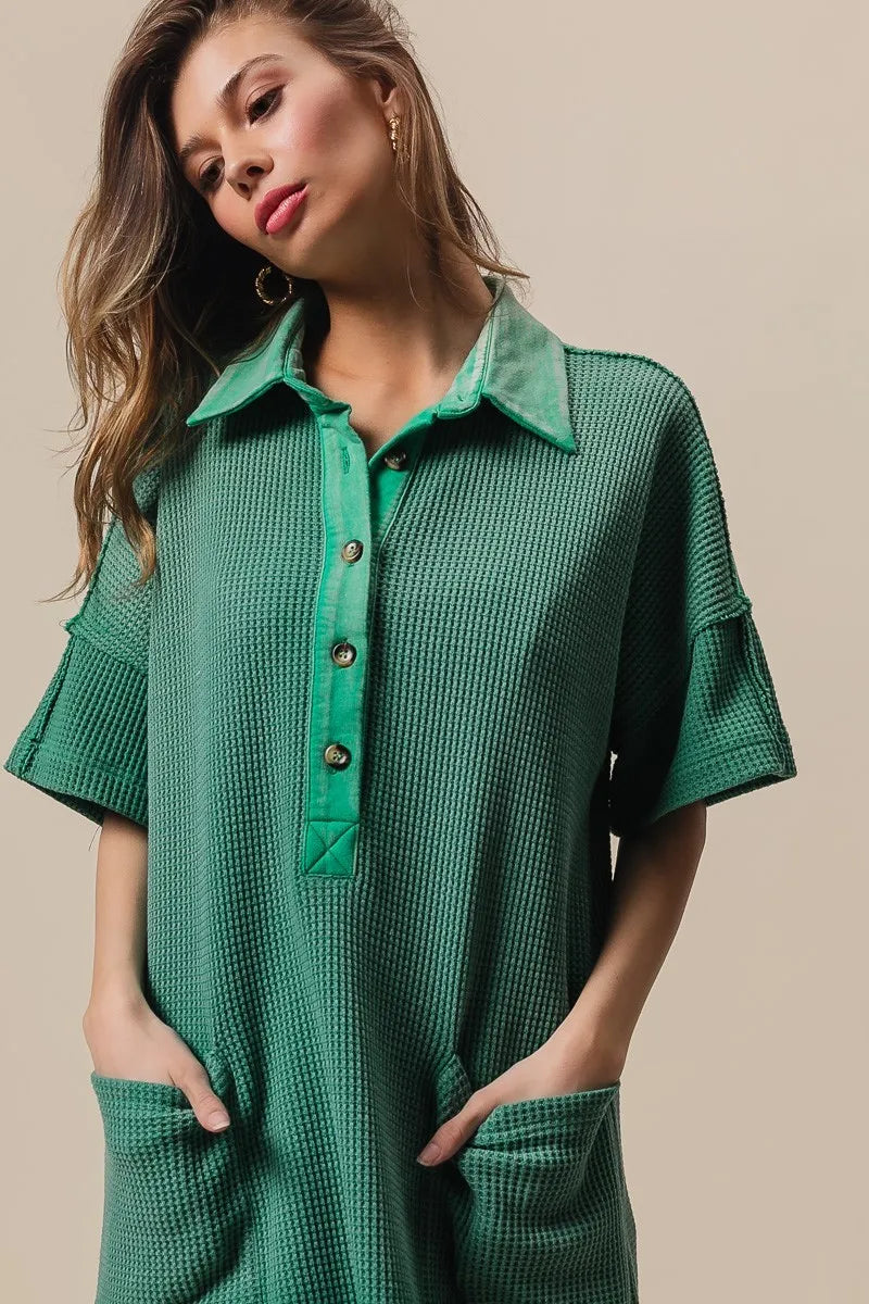 BiBi Jade Dip Dye Mineral Washed Texted Knitted Dress